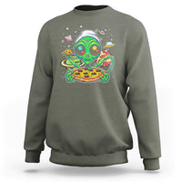 Alien Eating Pizza Outer Space With Planet UFO Sweatshirt - Wonder Print Shop