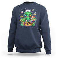 Alien Eating Pizza Outer Space With Planet UFO Sweatshirt - Wonder Print Shop