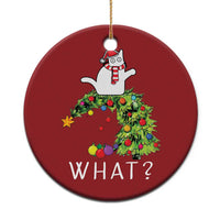 Funny Xmas Cat Christmas Ornament What? Mischievous Cat Pushing Christmas Tree - Wonder Print Shop
