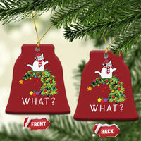 Funny Xmas Cat Christmas Ornament What? Mischievous Cat Pushing Christmas Tree - Wonder Print Shop