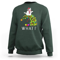What? Cat Pushing Christmas Tree Xmas Mischievous Cat Lover Sweatshirt - Wonder Print Shop