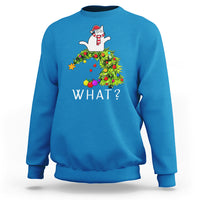 What? Cat Pushing Christmas Tree Xmas Mischievous Cat Lover Sweatshirt - Wonder Print Shop