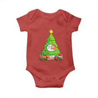 Funny Xmas Cat Baby Onesie What? Cat Pushing Christmas Tree Mischievous Cat Lover