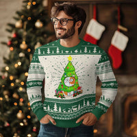 Funny Xmas Cat Ugly Christmas Sweater What? Cat Pushing Christmas Tree Mischievous Cat Lover - Wonder Print Shop