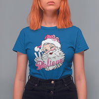 Believe Christmas Vintage Pink Santa Claus T Shirt For Women - Wonder Print Shop