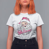 Believe Christmas Vintage Pink Santa Claus T Shirt For Women - Wonder Print Shop