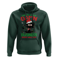 Christmas Harris Walz Hoodie Funny Santa Cat Mind Your Own Damn Business