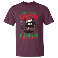 Christmas Harris Walz T Shirt Funny Santa Cat Mind Your Own Damn Business - Wonder Print Shop