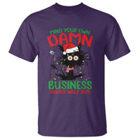Christmas Harris Walz T Shirt Funny Santa Cat Mind Your Own Damn Business - Wonder Print Shop
