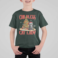 Christmas Childless Cat Lady T Shirt For Kid Funny Cat Christmas Light Tree - Wonder Print Shop