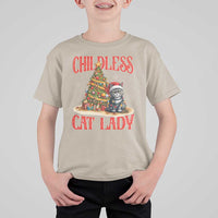 Christmas Childless Cat Lady T Shirt For Kid Funny Cat Christmas Light Tree - Wonder Print Shop