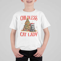 Christmas Childless Cat Lady T Shirt For Kid Funny Cat Christmas Light Tree - Wonder Print Shop