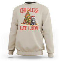 Christmas Childless Cat Lady Sweatshirt Funny Cat Christmas Light Tree - Wonder Print Shop