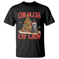 Christmas Childless Cat Lady T Shirt Funny Cat Christmas Light Tree - Wonder Print Shop