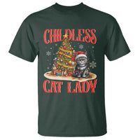 Christmas Childless Cat Lady T Shirt Funny Cat Christmas Light Tree - Wonder Print Shop