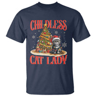 Christmas Childless Cat Lady T Shirt Funny Cat Christmas Light Tree - Wonder Print Shop