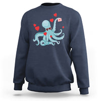 Valentine's Day Sweatshirt Octopus With Heart Balloons Cute Love Letter - Wonder Print Shop