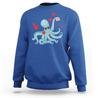 Valentine's Day Sweatshirt Octopus With Heart Balloons Cute Love Letter - Wonder Print Shop