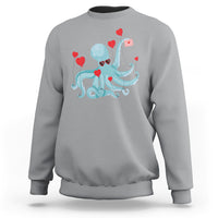 Valentine's Day Sweatshirt Octopus With Heart Balloons Cute Love Letter - Wonder Print Shop