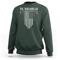 Viking Sweatshirt Til Valhalla American Axe Flag Norse Mythology - Wonder Print Shop