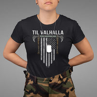 Viking T Shirt Til Valhalla American Axe Flag Norse Mythology - Wonder Print Shop
