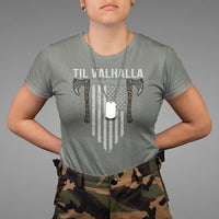 Viking T Shirt Til Valhalla American Axe Flag Norse Mythology - Wonder Print Shop