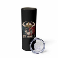 Viking Skinny Tumbler Until Valhalla US Flag Vintage Mythology