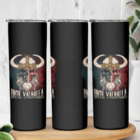 Viking Skinny Tumbler Until Valhalla US Flag Vintage Mythology