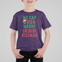 Funny Xmas T Shirt For Kid No Cap BRUH Merry Skibidi Rizzmas - Wonder Print Shop