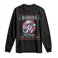 Funny Xmas Long Sleeve Shirt Skibidi Rizzmas Santa Bubble Gum