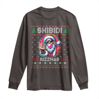Funny Xmas Long Sleeve Shirt Skibidi Rizzmas Santa Bubble Gum