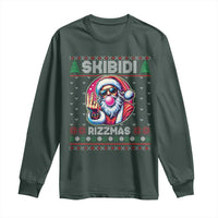 Funny Xmas Long Sleeve Shirt Skibidi Rizzmas Santa Bubble Gum