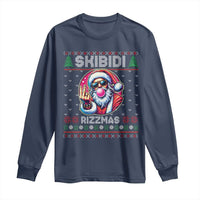 Funny Xmas Long Sleeve Shirt Skibidi Rizzmas Santa Bubble Gum