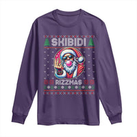 Funny Xmas Long Sleeve Shirt Skibidi Rizzmas Santa Bubble Gum