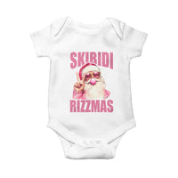 Funny Xmas Baby Onesie Skibidi Rizzmas Pink Santa Bubble Gum