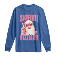 Funny Xmas Long Sleeve Shirt Skibidi Rizzmas Pink Santa Bubble Gum