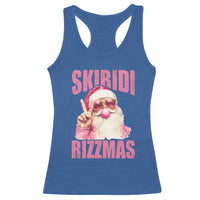 Funny Xmas Racerback Tank Top Skibidi Rizzmas Pink Santa Bubble Gum