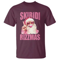 Funny Xmas T Shirt Skibidi Rizzmas Pink Santa Bubble Gum - Wonder Print Shop