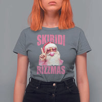 Funny Xmas T Shirt For Women Skibidi Rizzmas Pink Santa Bubble Gum - Wonder Print Shop