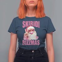 Funny Xmas T Shirt For Women Skibidi Rizzmas Pink Santa Bubble Gum - Wonder Print Shop