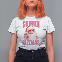 Funny Xmas T Shirt For Women Skibidi Rizzmas Pink Santa Bubble Gum - Wonder Print Shop