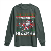 Funny Xmas Long Sleeve Shirt Skibidi Rizzmas Cool Santa Skateboard Rizz