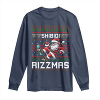 Funny Xmas Long Sleeve Shirt Skibidi Rizzmas Cool Santa Skateboard Rizz