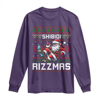 Funny Xmas Long Sleeve Shirt Skibidi Rizzmas Cool Santa Skateboard Rizz