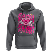 Valentine's Day Hoodie Retro Groovy Love Vibes Heart Eyes - Wonder Print Shop