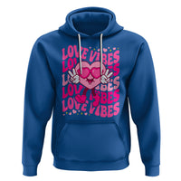 Valentine's Day Hoodie Retro Groovy Love Vibes Heart Eyes - Wonder Print Shop