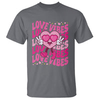 Valentine's Day T Shirt Retro Groovy Love Vibes Heart Eyes - Wonder Print Shop