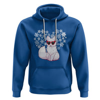 Valentine's Day Hoodie Arctic Snow Fox Heart Glasses Snowflake Animal Lover - Wonder Print Shop