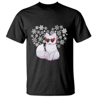 Valentine's Day T Shirt Arctic Snow Fox Heart Glasses Snowflake Animal Lover - Wonder Print Shop