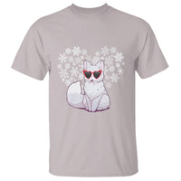 Valentine's Day T Shirt Arctic Snow Fox Heart Glasses Snowflake Animal Lover - Wonder Print Shop